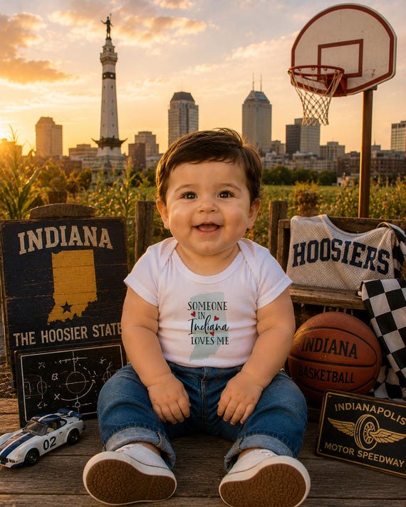 Indiana Love Baby Onesie®: Watercolor State Bodysuit