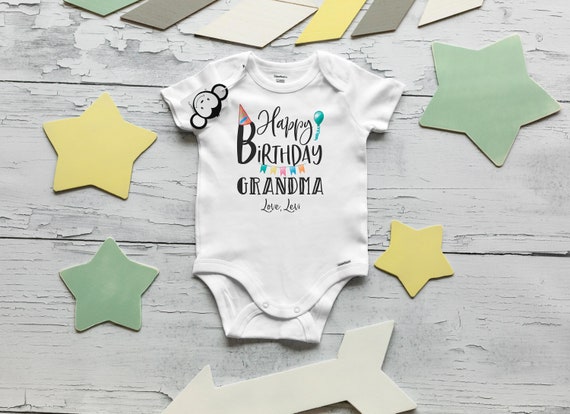 Happy Birthday Grandma Onesie®, Grandma Birthday Shirt, Grandma Baby Clothes, Birthday Present Onesie®, Unisex Baby Clothes, Grandma Onesie®