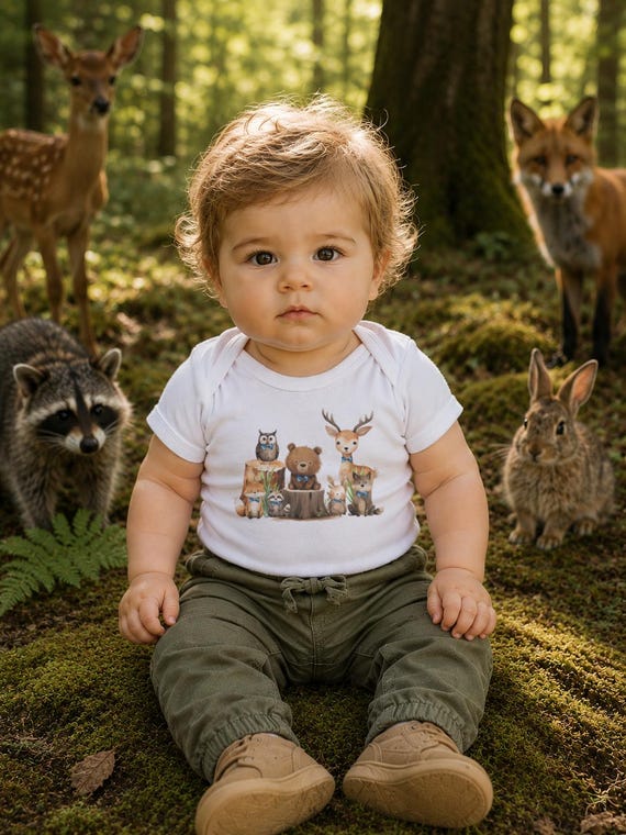 Woodland Animals Baby Boy Onesie®: Watercolor Forest Outfit