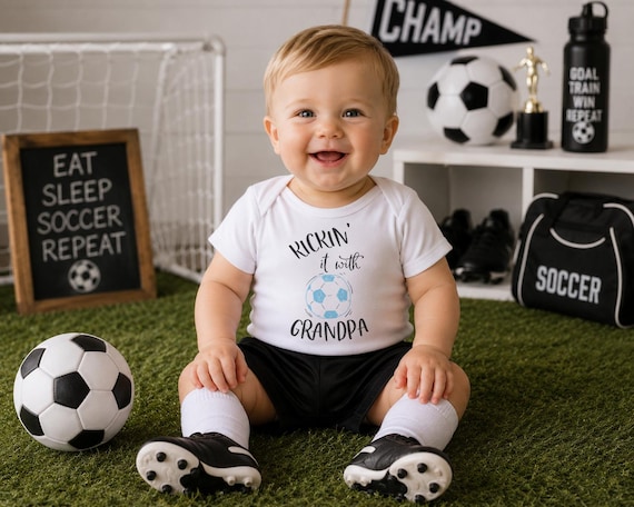 Soccer Grandpa Onesie, Funny Baby Bodysuit, New Grandpa Gift