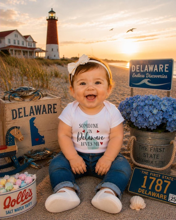 Delaware Baby Onesie®: Watercolor State, Long Distance Gift