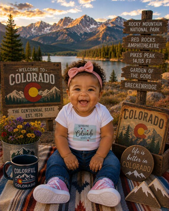 Colorado Loves Me Baby Onesie, Watercolor State Design