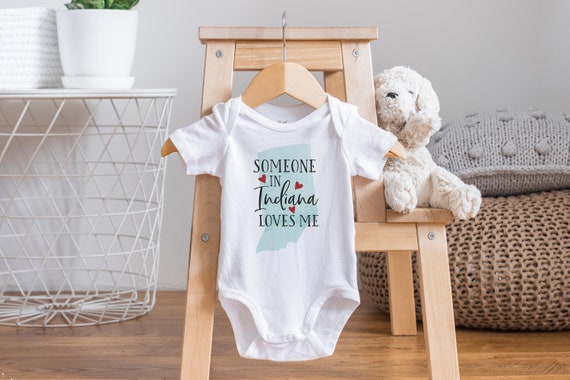 Someone In Indiana Loves Me Onesie®, State Onesies®, Indiana Onesie®, Love Baby Onesie®, Baby Shower Gift, Long Distance Gift, Miss You