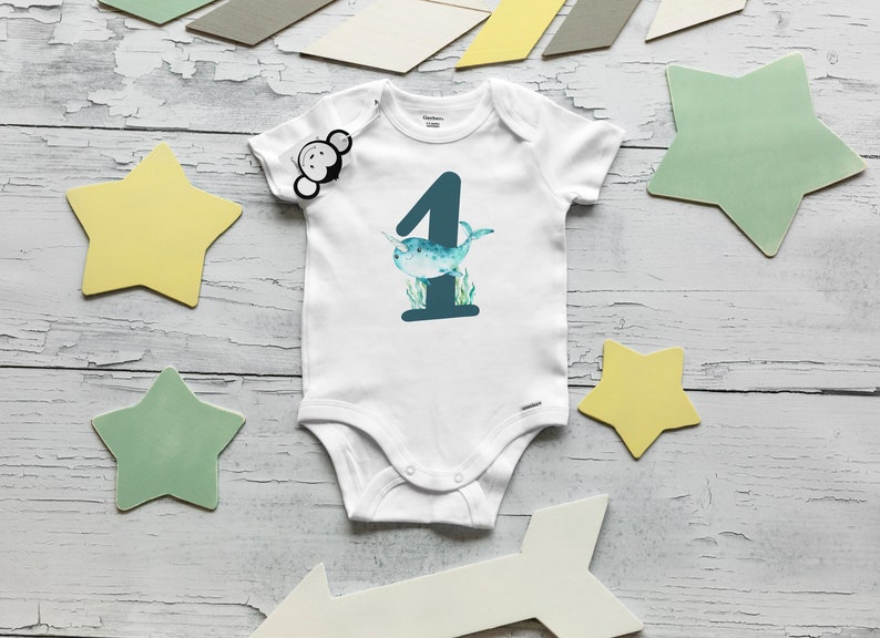 Narwhal First Birthday Onesie®, Narwhal Onesie®, First Birthday Shirt, Baby Birthday Outfit, Cute Birthday Outfit, Narwhal Birthday Outfit image 2