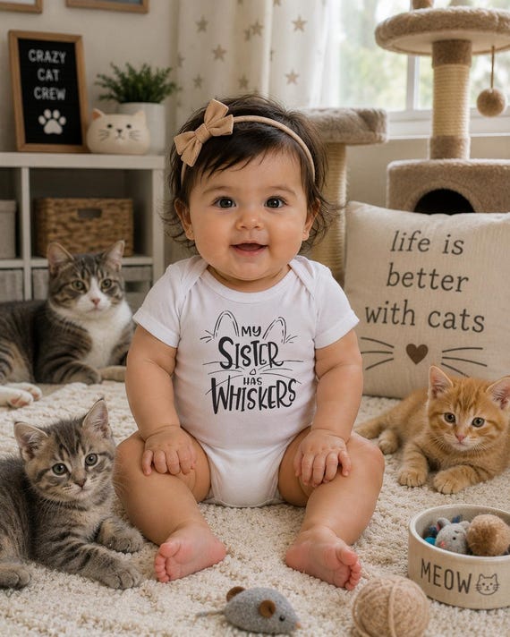 My Sister Has Whiskers Onesie®, Funny Cat Baby Bodysuit