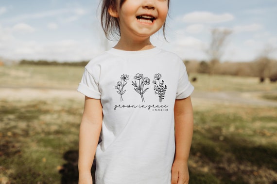 Christian Toddler Shirt, Christian Toddler Gift, Faith Toddler Shirt, Grow in Grace Shirt, Toddler Girl Shirts, Toddler Jesus Shirt