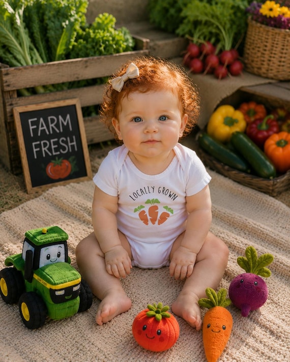 Locally Grown Carrots Baby Onesie®: Farm Country Outfit
