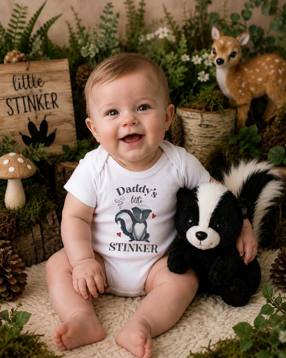 Daddy's Little Stinker Onesie®: Watercolor Skunk Father's Day Outfit