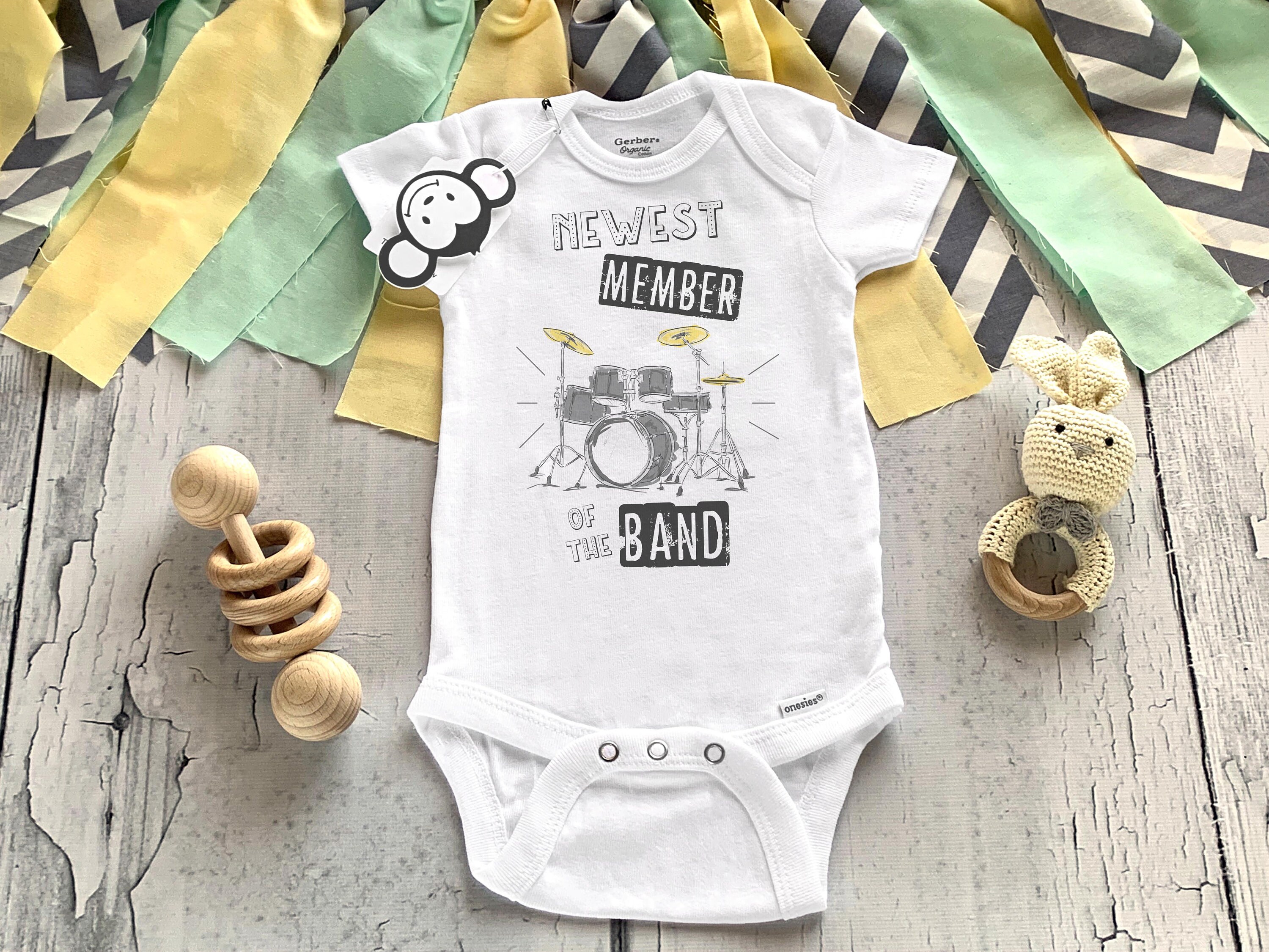 Newest Member Onesie®, Drummer Onesie®, Baby Shower Gift, Music Onesie