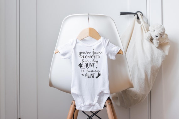 Promoted to Human Aunt from Dog Aunt Onesie®, Baby Announcement Gift