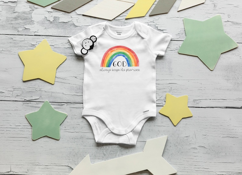 God's Miracle Onesie®, Rainbow Onesie®, Christian Onesie®, Miracle Baby Onesie®, Rainbow Baby Gift, Christian Rainbow, Baby Announcement, image 2