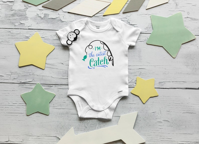 I'm The Cutest Catch Onesie®, Fish Baby Shower, Fish Baby Clothes, Fish Onesie®, Baby Shower Gift, Fishing Baby Clothes, Baby Fish Onesie® image 2