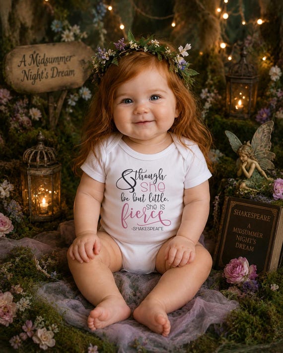 Shakespeare Quote Baby Onesie®: Though She Be But Little, She Is Fierce