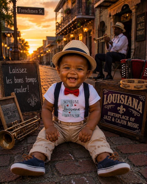 Louisiana Love Baby Onesie®: Watercolor State Bodysuit