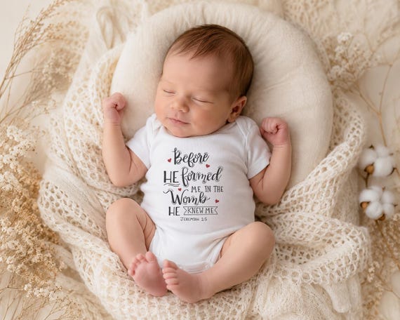 Christian Baby Onesie, Jeremiah 1:5 Verse, Faith Baby Gift