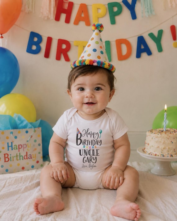 Happy Birthday Uncle Onesie®: Personalized Baby Bodysuit