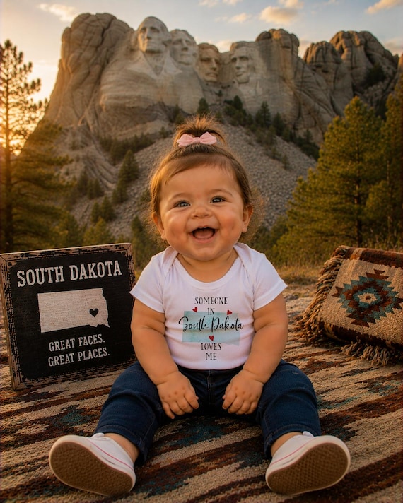 South Dakota Baby Onesie®: Watercolor State, Long Distance Gift