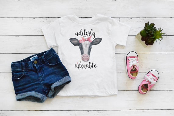 Udderly Adorable, Toddler Cow Shirt, Farm Shirts for Toddlers and Kids