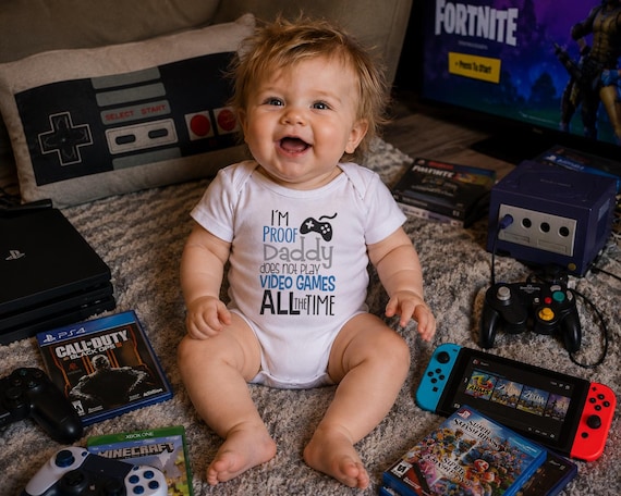 Gamer Onesie®: Daddy Plays Video Games Onesie® Funny Baby Bodysuit