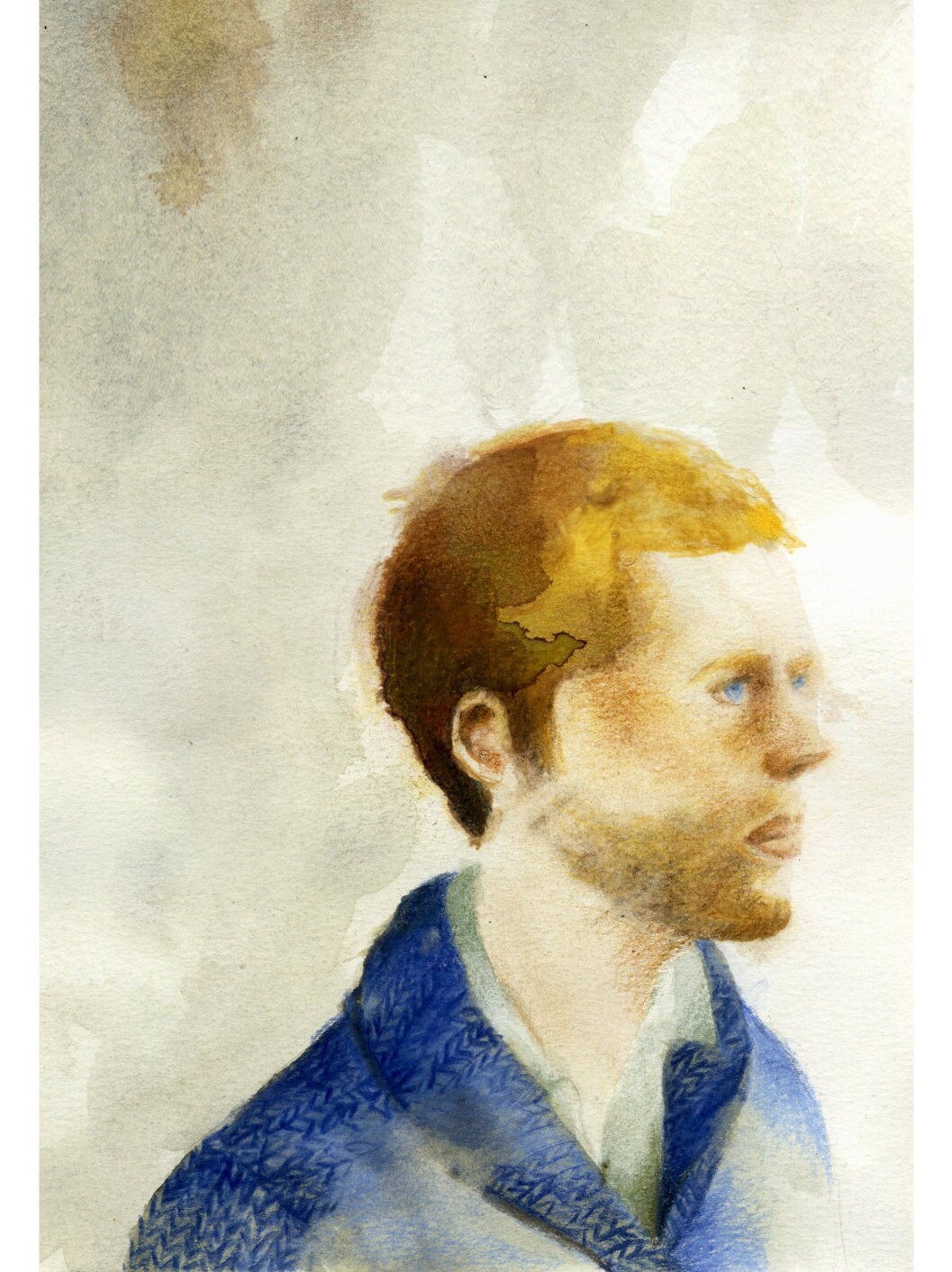 Portrait of a melancholy man / illustration art/ A4 glicee Etsy