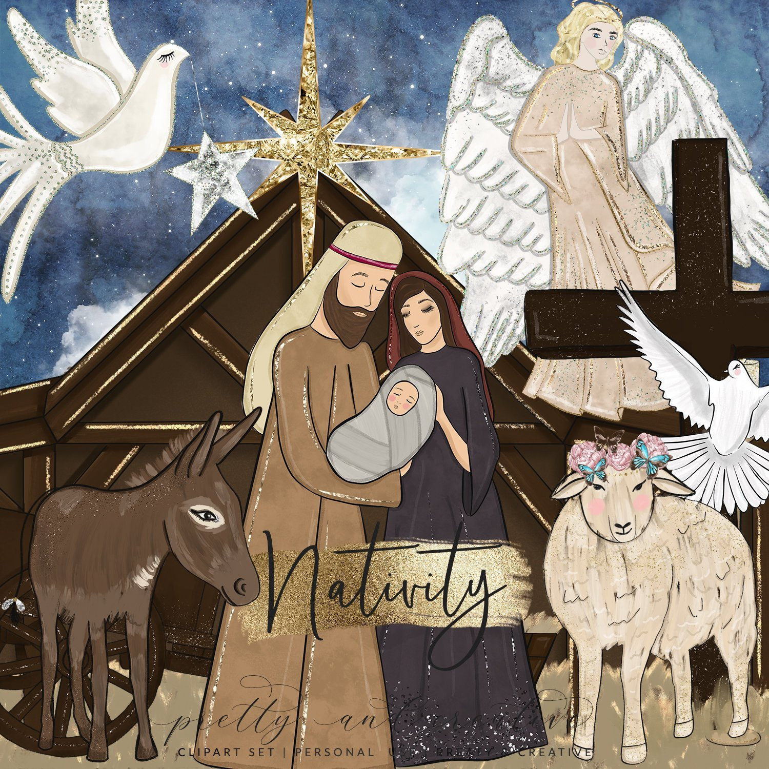 Christmas Clipart Clip Art Christian Nativity Bible Sweet Etsy | Images ...