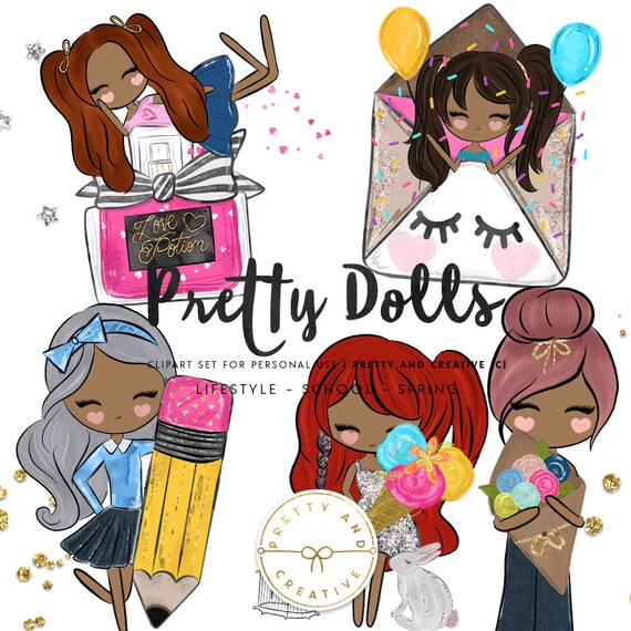 Back To School Clipart Happy Mail School Supplies Girls Etsy