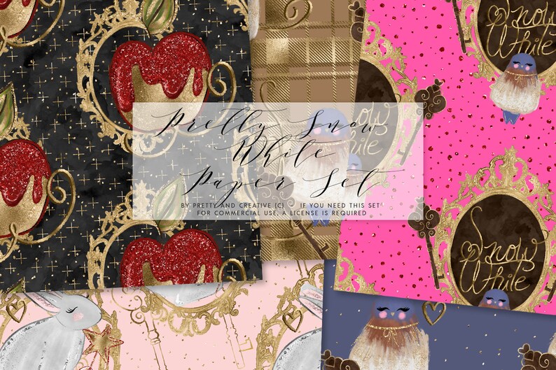Download Pretty Snow White Digital Paper Set Glitter Papers Plaid ...