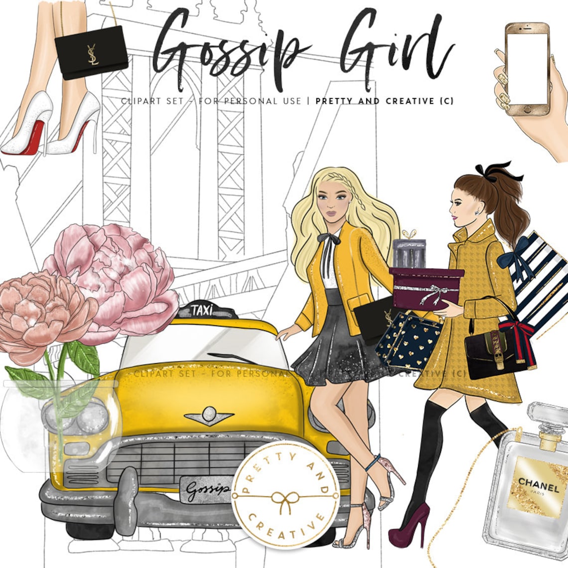 Gossip Girl Clipart Gossip Girl Blair And Serena Waldorf Etsy