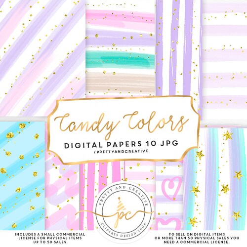 Pastel Colors Digital Papers Baby Digital Paper Candy Etsy