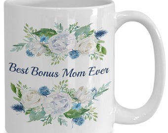 Personalized Gift for Stepmom, Custom Bonus Mom Gift, Mother's Day Mug for Stepmother, Coffee Cup for Step-Mom,  Floral Stepmom Mug