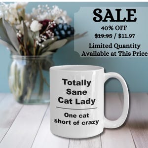 Crazy Cat Lady Mug, Cat Lover Gift, Crazy Cat Lady Gift, Sane Cat Lady