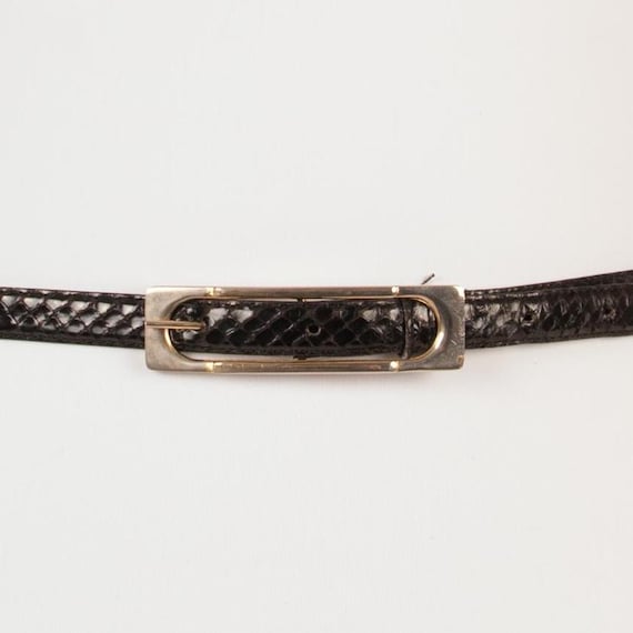 Vintage Gold and Black Snakeskin Wide Belt Vintage 70s Snakeskin Belt, Black & Gold Art Deco Buckle, 26  main image 4