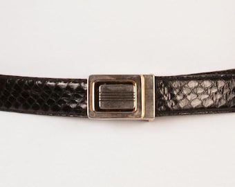 Vintage Pierre Balmain Black Leather Belt, 90s Men Belt  display picture 2
