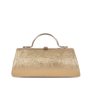 Bolso de mano dorado con asa rígida / Estilo clásico de los años 50 / TrinidadVintage