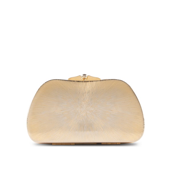 Vintage Golden Repoussé Brass Box Clutch - Unique & Chic - TrinidadVintage