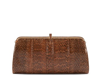 Vintage Brown Snakeskin Handbag by Pelleterie C3  | TrinidadVintage