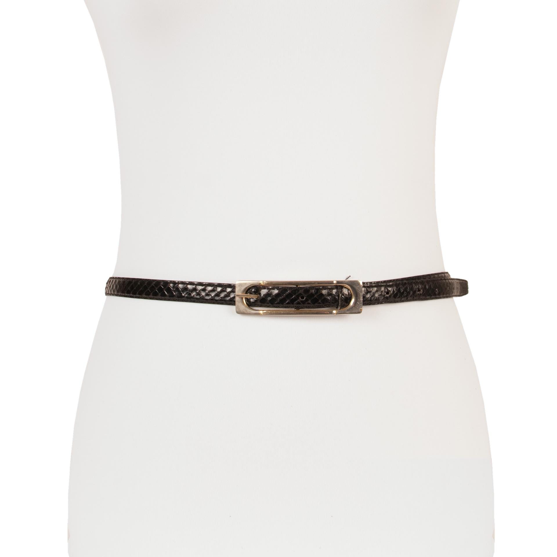 Vintage Black and Gold tone Snakeskin Belt 31”-36” Vintage Black Genuine Snake Skin Reptile Leather  main image 4