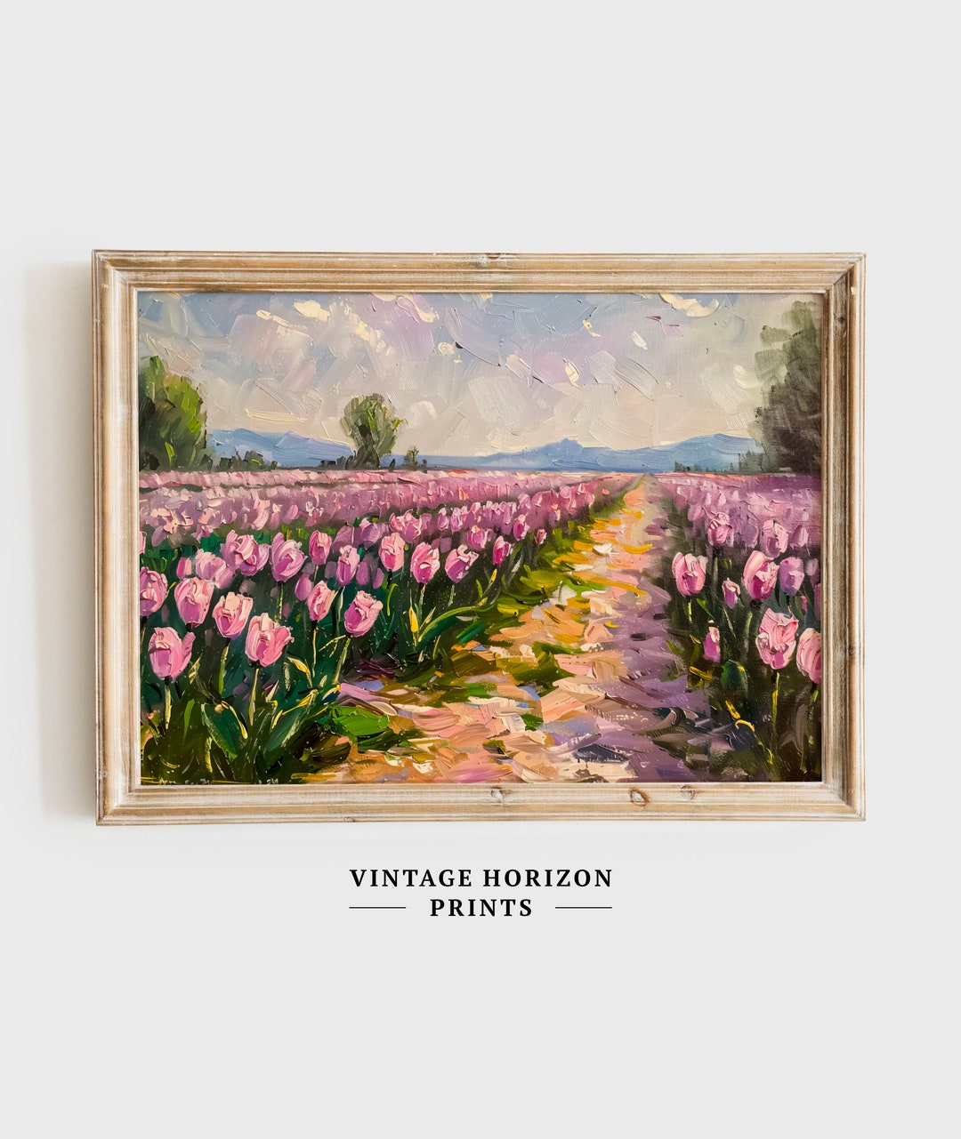 Vibrant Purple Tulip Field Printable Floral Landscape Wall Art ...