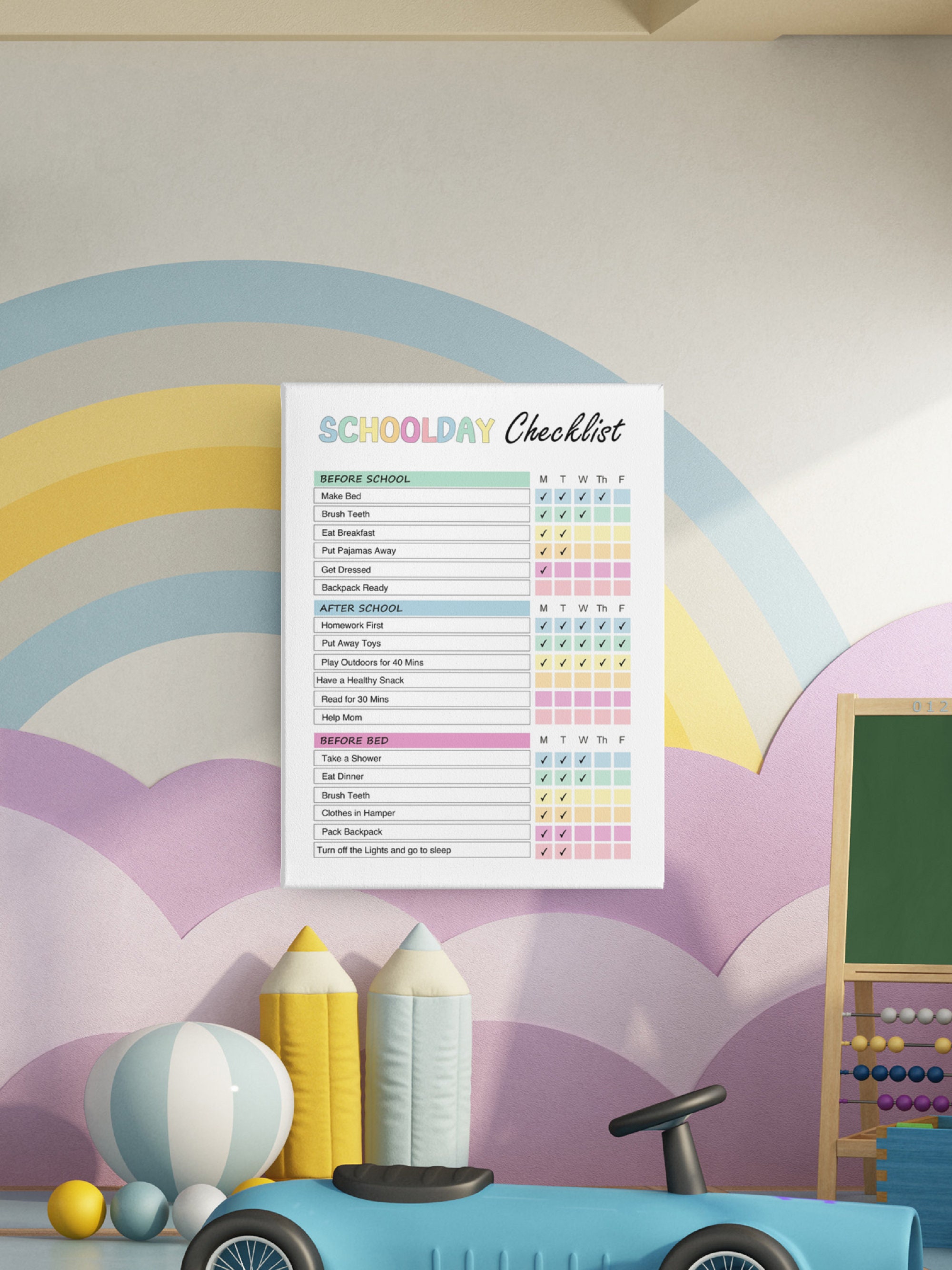 Editable Schoolday Checklist for Kids , Stay on Top of Homework ...