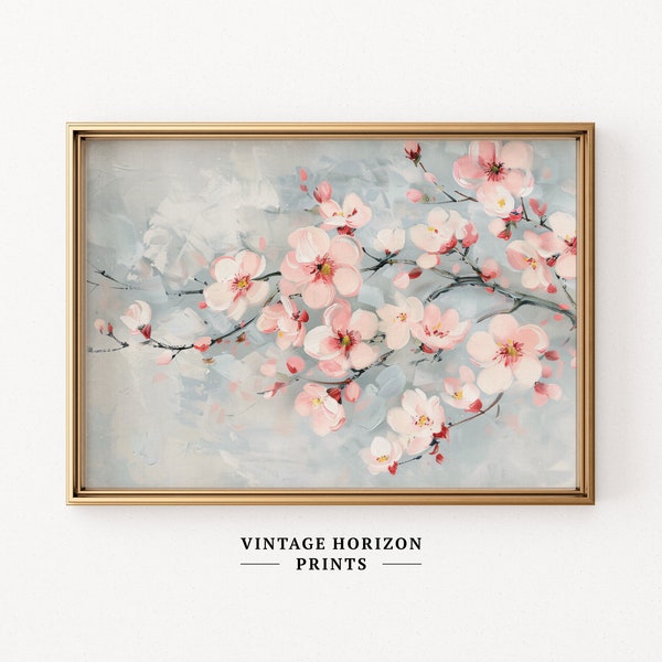 Vintage White and Pink Floral Print, Blush Blossoms Art Decor, Soft Brushstrokes Wall Art, Whimsical Artwork, Digital Download #445