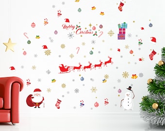 magnificent bright and colourful christmas wall decal set christmas home decor festive decorations decals and murals wall stickers - Christmas Wall Decal magnificent bright and colourful christmas wall decal set christmas home decor festive decorations decals and murals wall stickers - Christmas Wall Decal