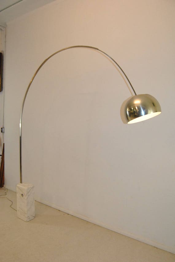 Mid Century Modern Arc Style Floor Lamp With Marble Base Mid Century Modern Arc Style Floor Lamp, Vintage Arc Floor Lamp