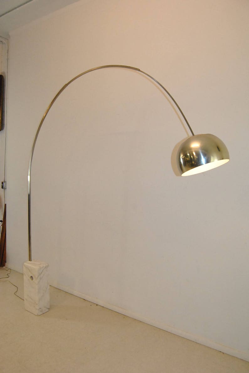 Mid Century Modern Arc Style Floor Lamp with Marble Base Etsy