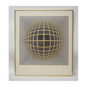 Op Art Seriograph Blue Sphere by Victor Vasarely 215/267