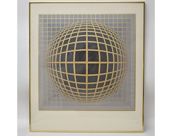 Op Art Seriograph Blue Sphere by Victor Vasarely 215/267