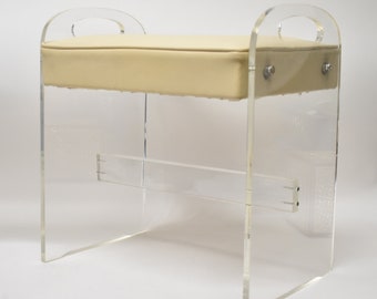 Postmodern Lucite & Naugahyde Vanity Stool