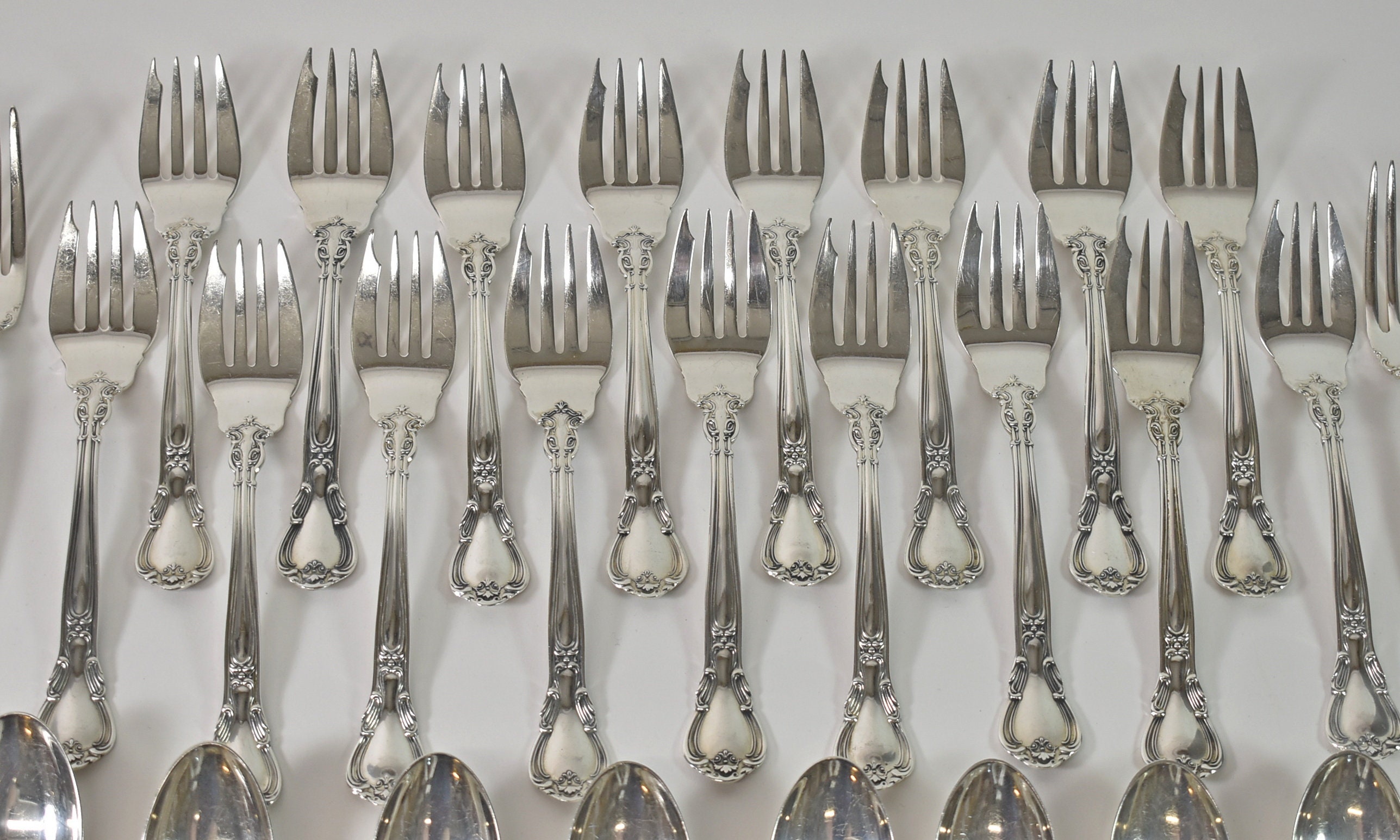 93 Piece Gorham Chantilly Sterling Flatware Set, 89.5 Troy Oz Etsy