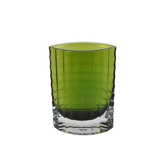 Green Ribbed Elliptical Art Glass Vase Alsterbro Sweden Circa Etsy
