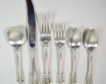 Sterling Flatware Set ~ Wallace ~ Grand Baroque ~ 6 Piece Set - c 1970s