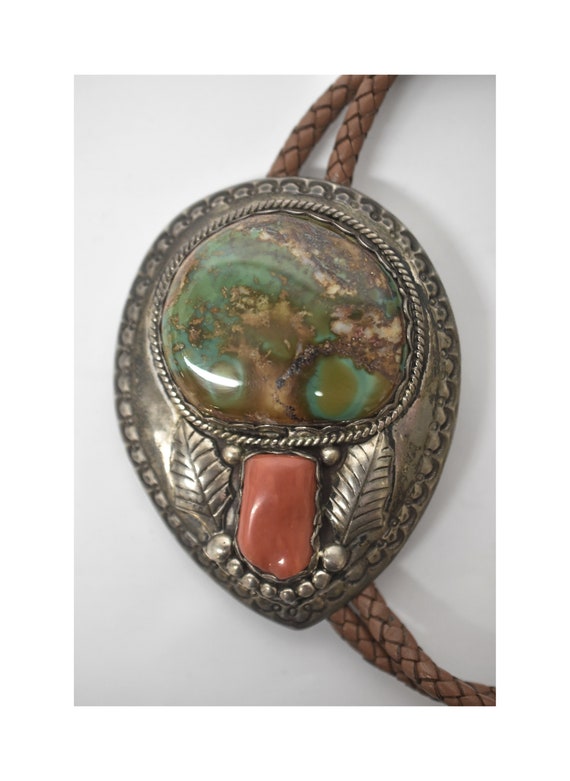 Large Green and Brown Manassa Turquoise Bolo - image 1